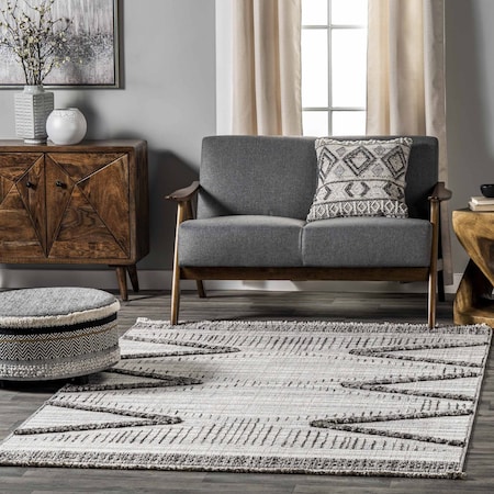 Nuloom Lyla Modern Geometric Tassel Area Rug 5ft x 8ft KKIO07A-508